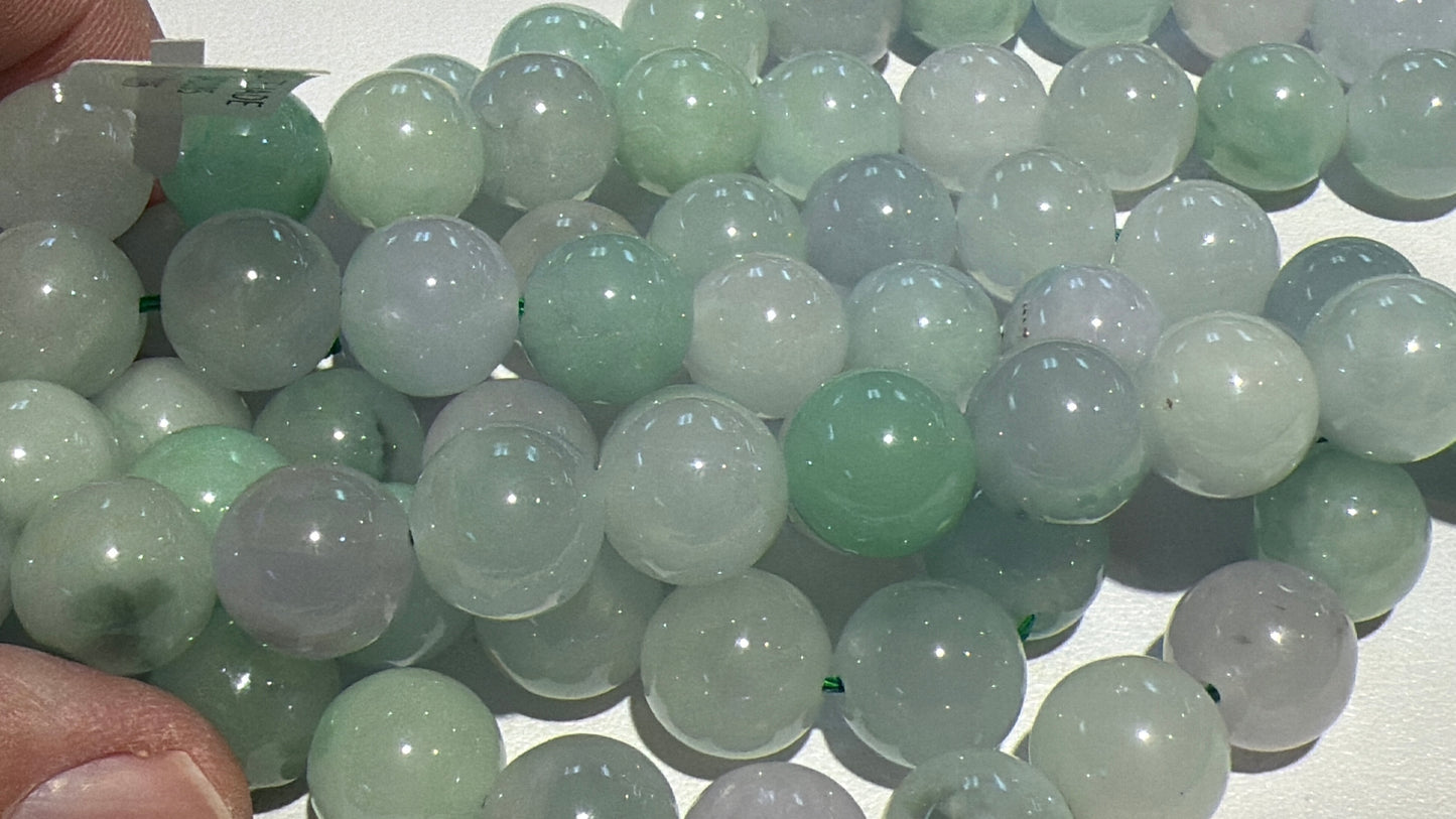 Jadeite Jade Gorgeous Beads 12mm 15" lavender and green mix