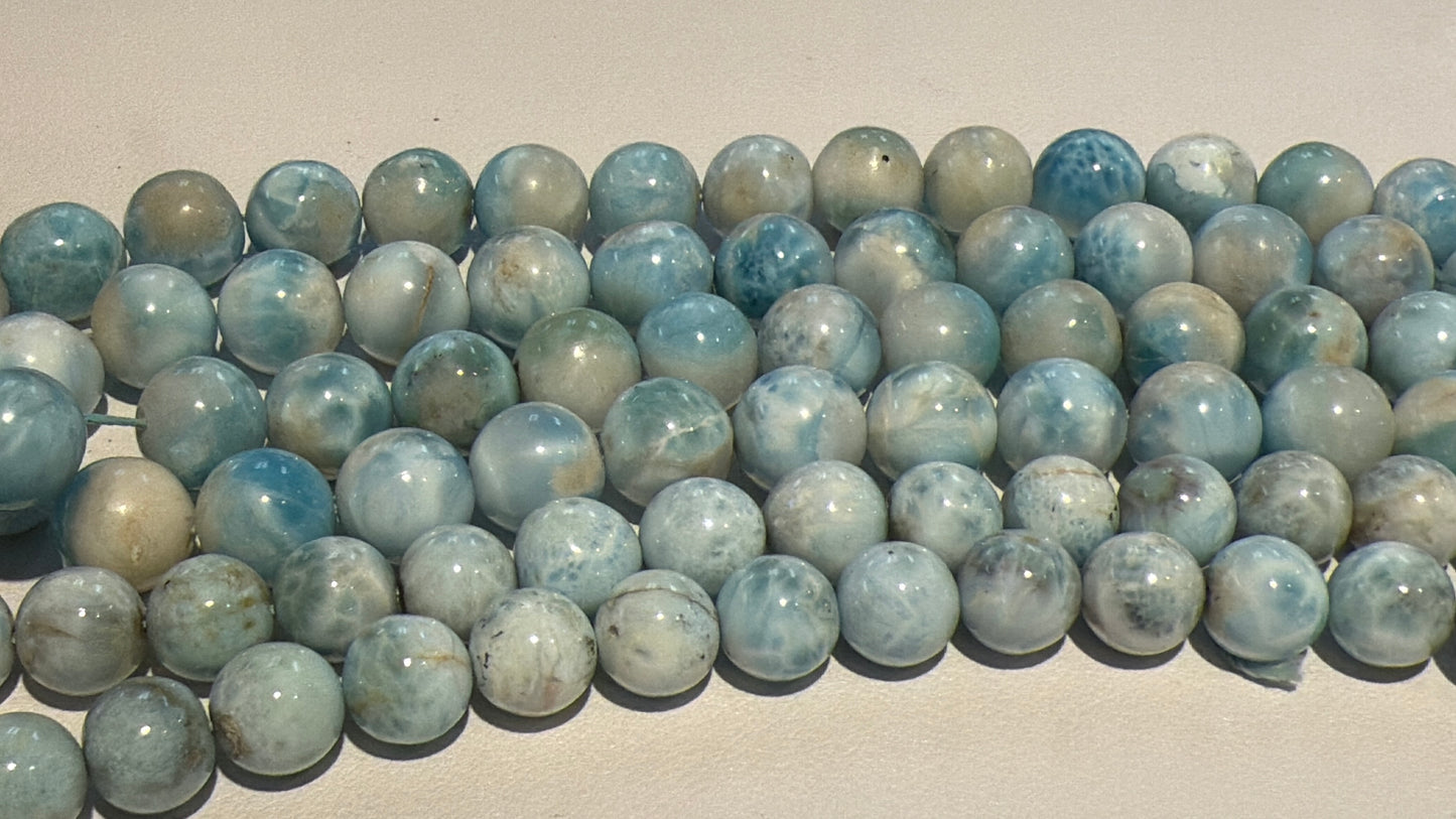 Larimar Round Beads AAA quality 2 sizes available! 15" strands