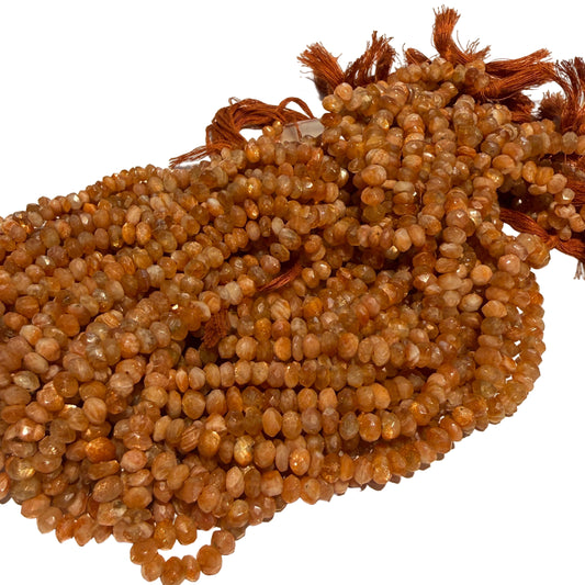Sunstone Faceted 5 mm 15" strands all natural from Oregon!