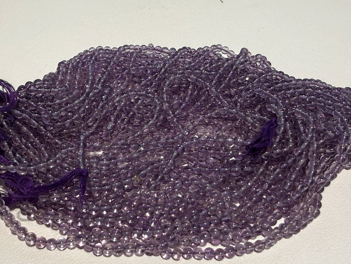 Amethyst Round beads approx 3.5-3.7mm 15" strands, mid color, all natural!