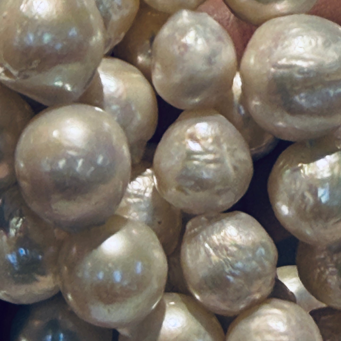 "Wrinkle" "Ripple" Genuine Pearls 10-12mm great luster, approx 15" Kasumi Style