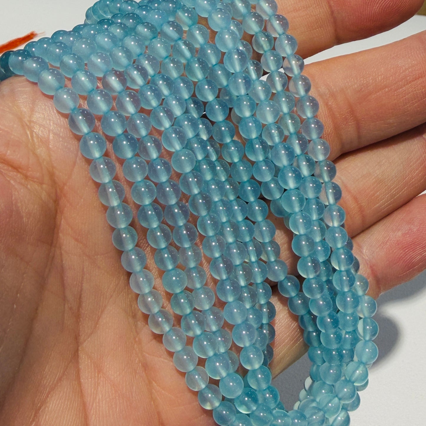 Genuine Aquamarine 4mm Round, approx 15" strands AAAA quality!