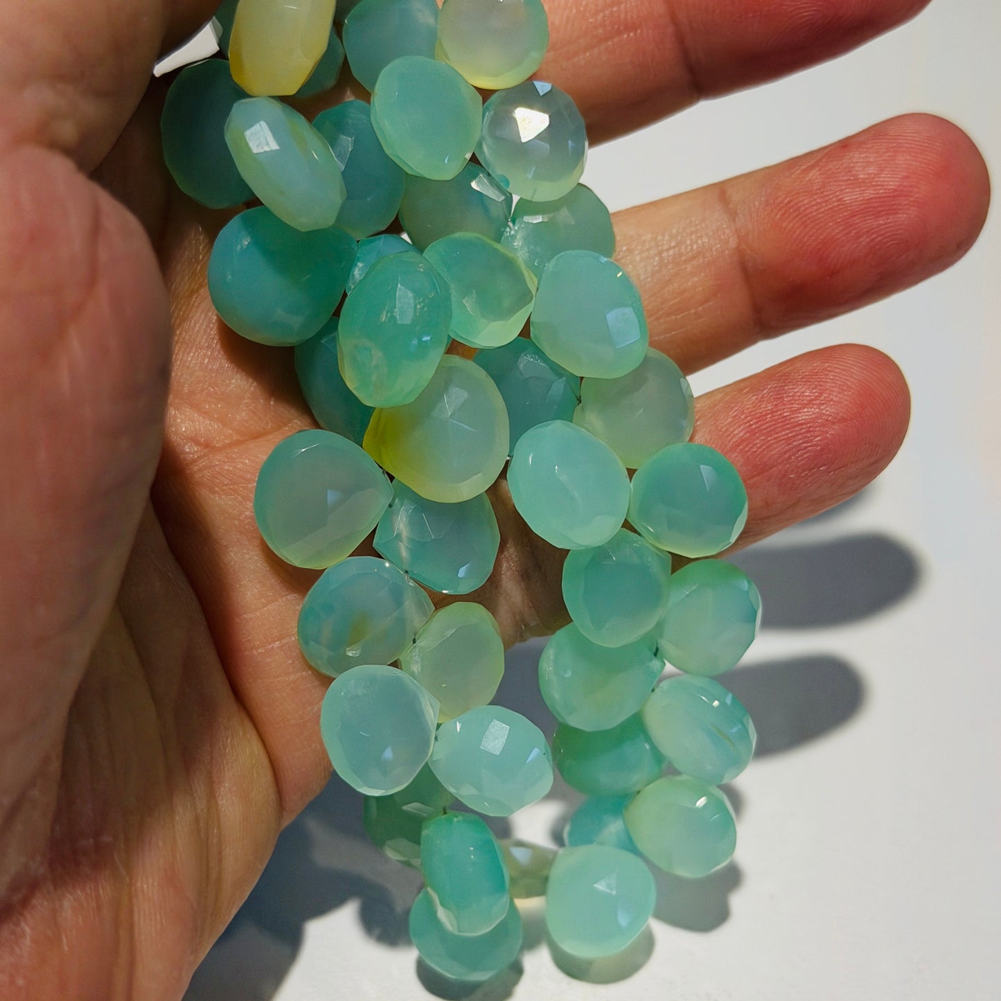 Chalcedony Briolettes, 8" strands approx 10mm