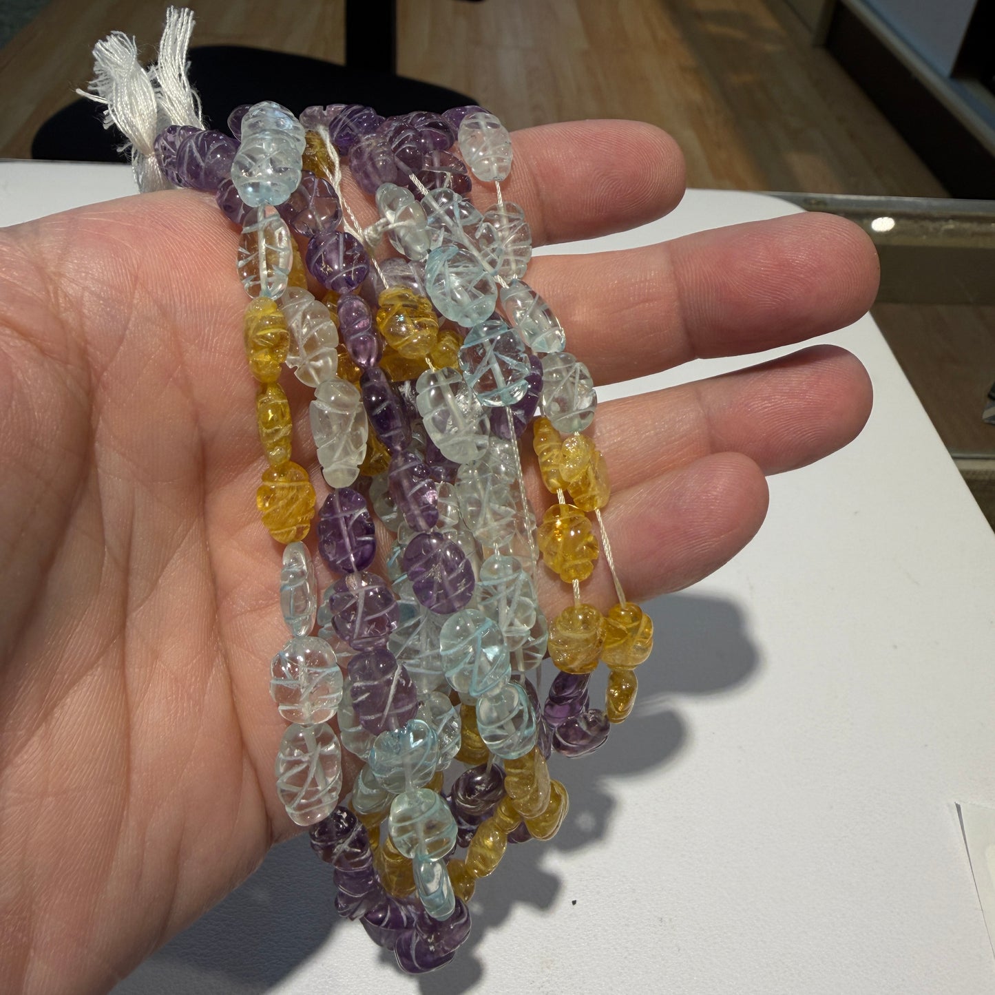 Carved Multi Gemstone Beads, approx 15" strands