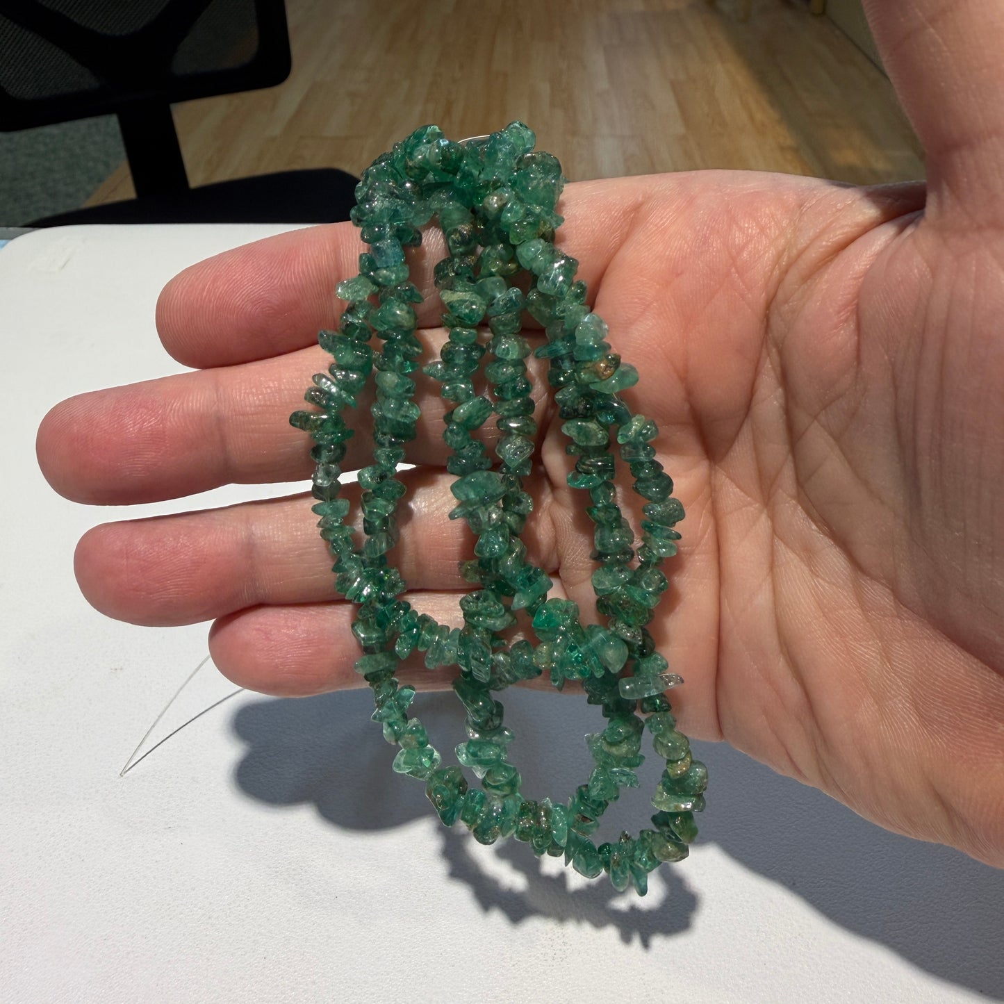 Genuine Emerald Tumble Beads. Approx 15" strands