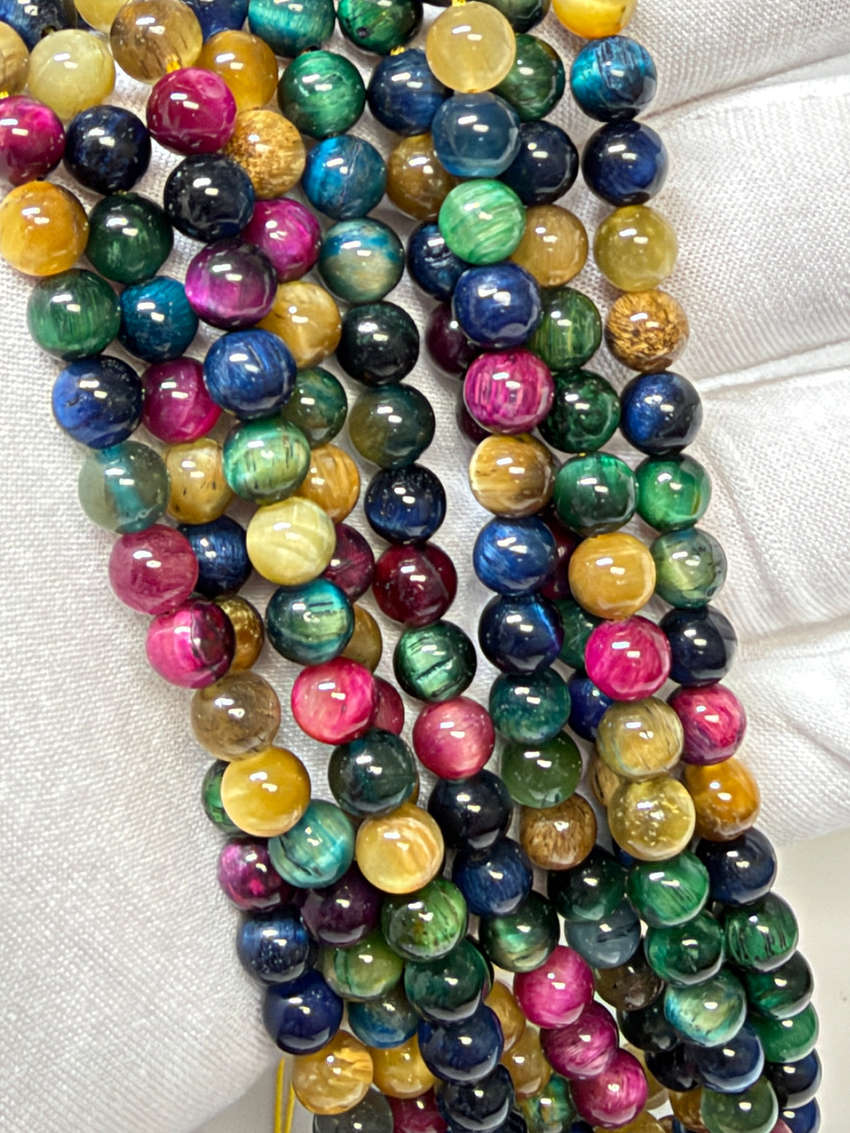 Tiger Eye Multi Color 6mm approx 15" Strands Treated, $10 a strand!