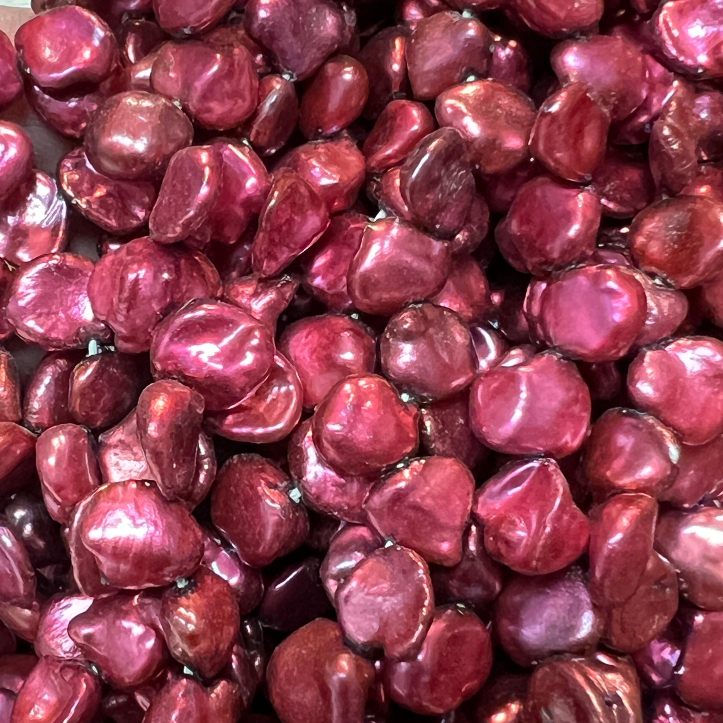 Keshi, Corn Flake Pearls 16" Raspberry color!