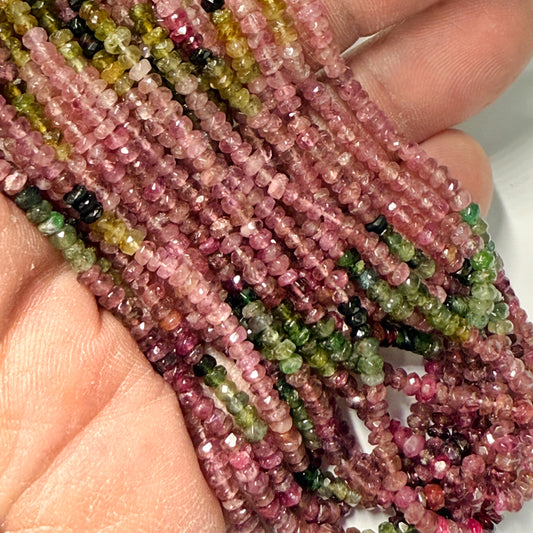 Tourmaline "watermelon" colors 3mm 16" strands all natural