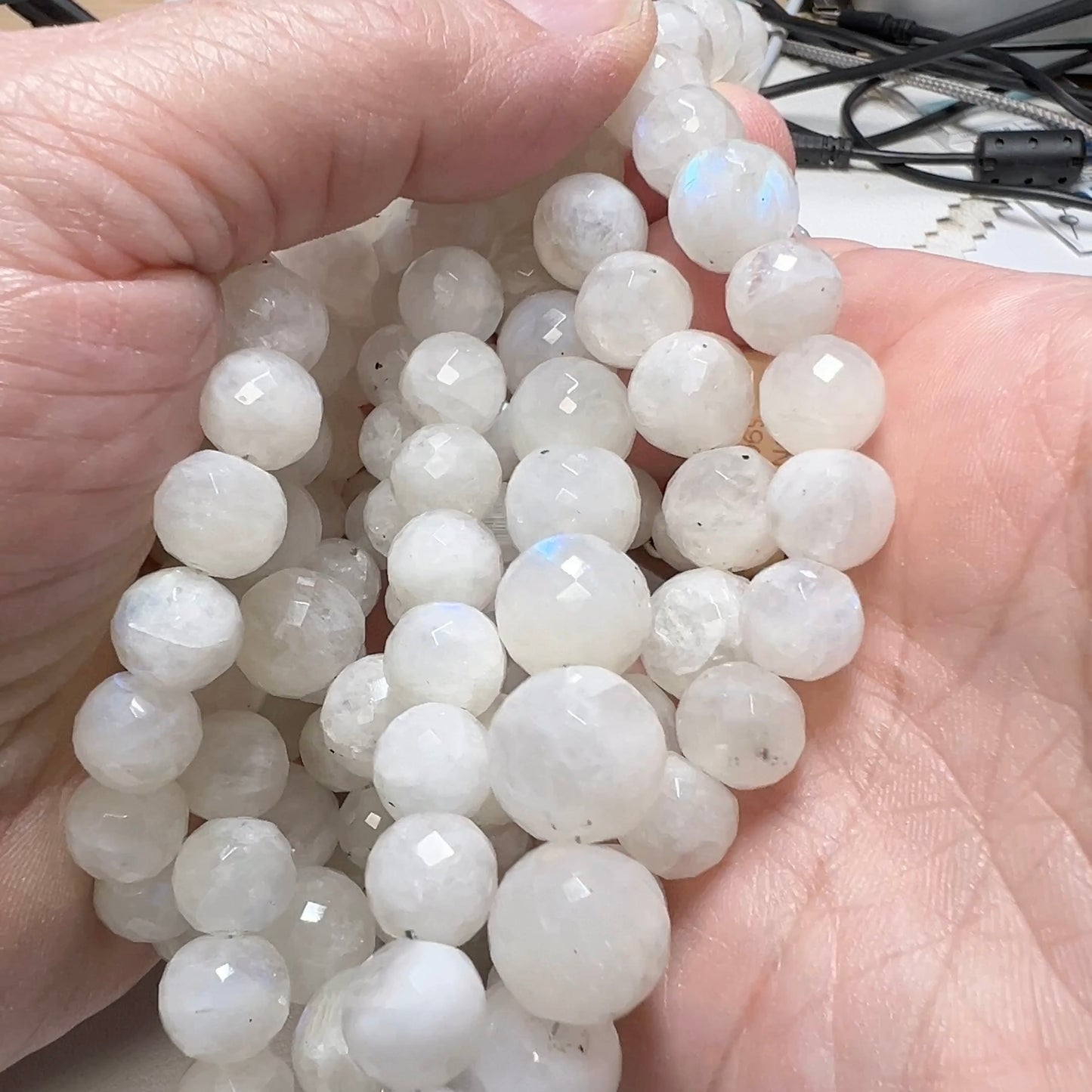 Moonstone Faceted round beads approx 10mm 16" strands