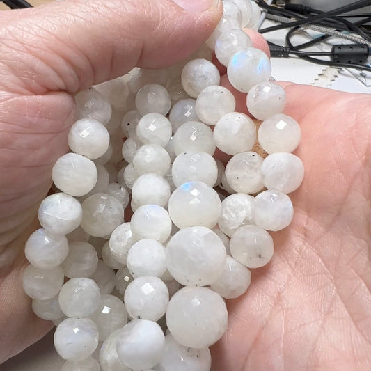 Moonstone Faceted round beads approx 10mm 16" strands