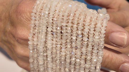 Rainbow Moonstone Rondels 3-4mm 16" strands, hand cut