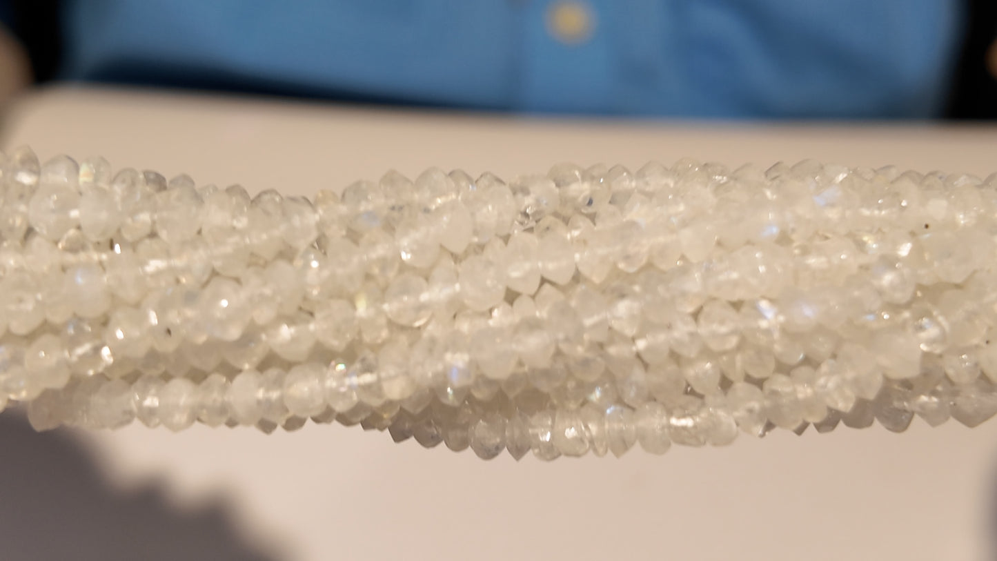 Rainbow Moonstone Rondels 3-4mm 16" strands, hand cut