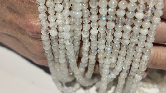 Moonstone round beads approx 4mm 15" strands
