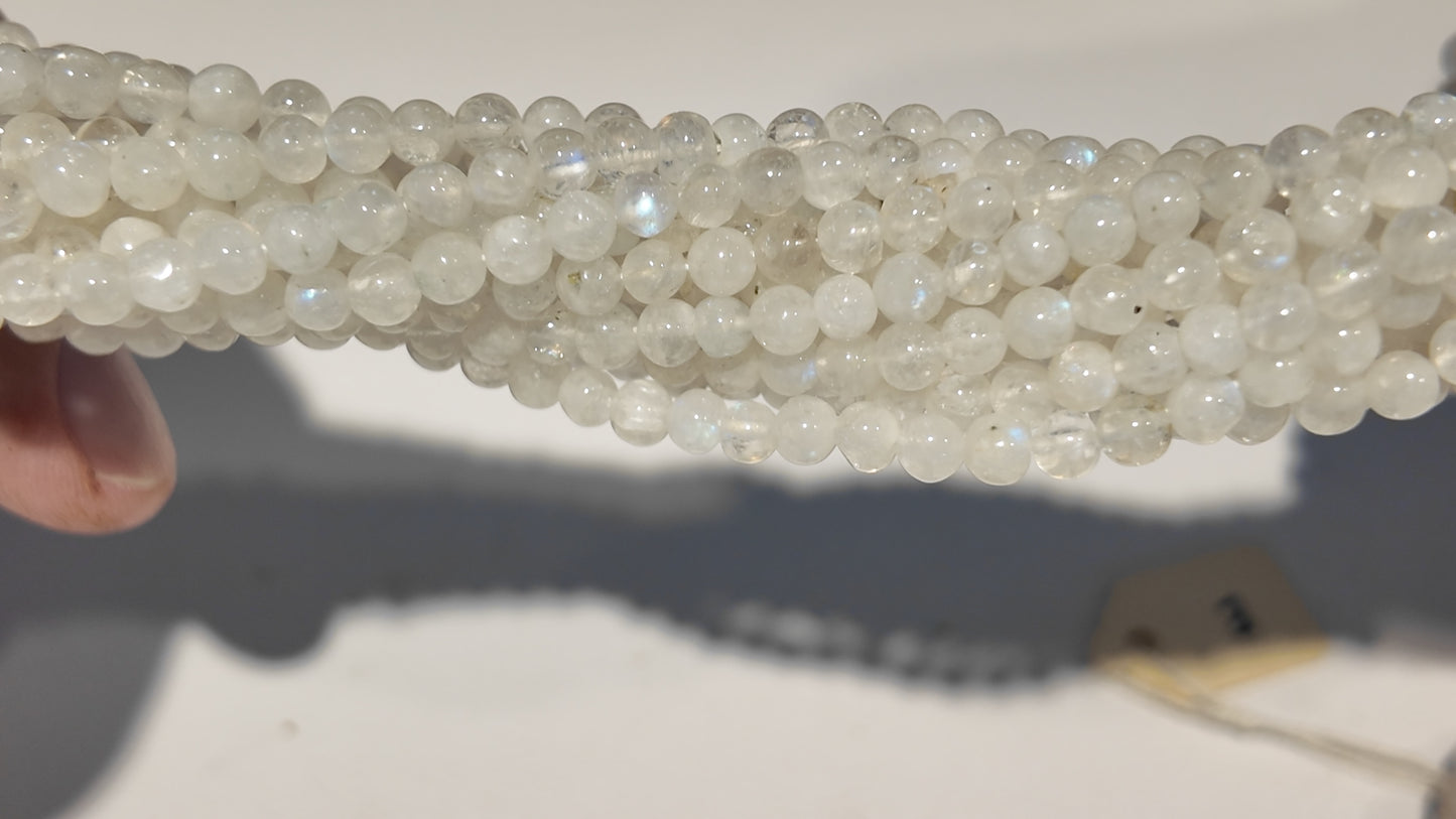 Moonstone round beads approx 4mm 15" strands