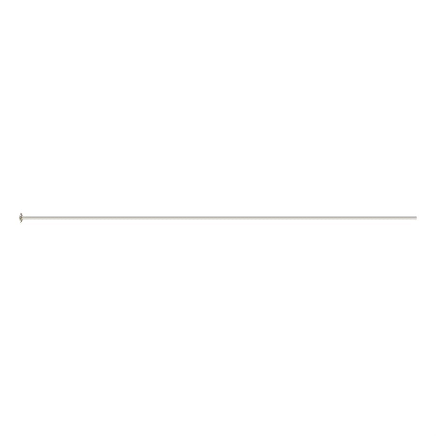 Single 2-inch, 26-gauge sterling silver headpin with a flat head, lying horizontally on a white background."