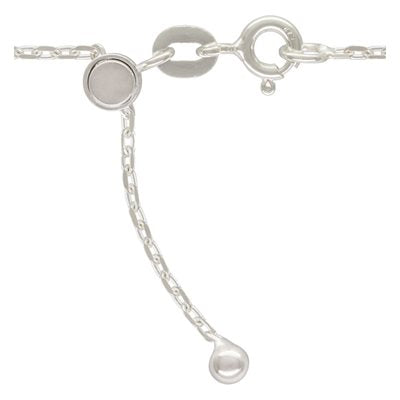 22" Adjustable 040 DC Cable Chain, Sterling Silver. Made in USA.