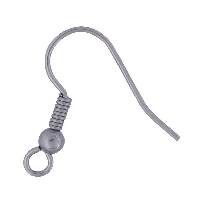 Stainless Steel Ear Wire with 3mm Ball & Coil - .027”/.7mm/21GA