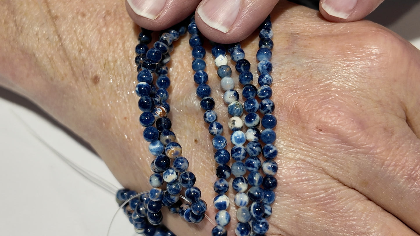 Sodalite Beads 4 mm 15" strands, 2 strands $10
