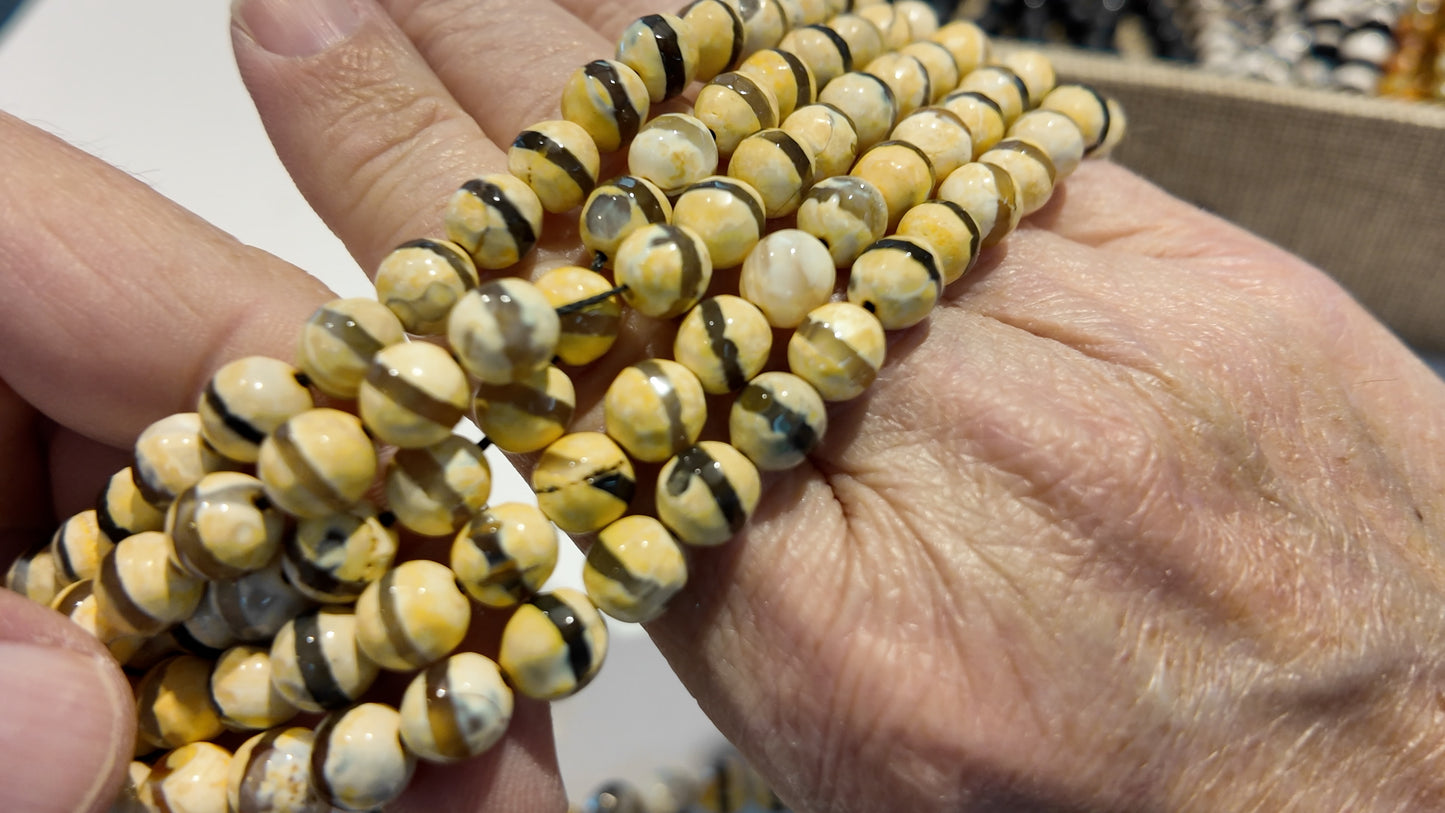 Modern DZI Beads Approx 8mm 15" strands Natural Agate