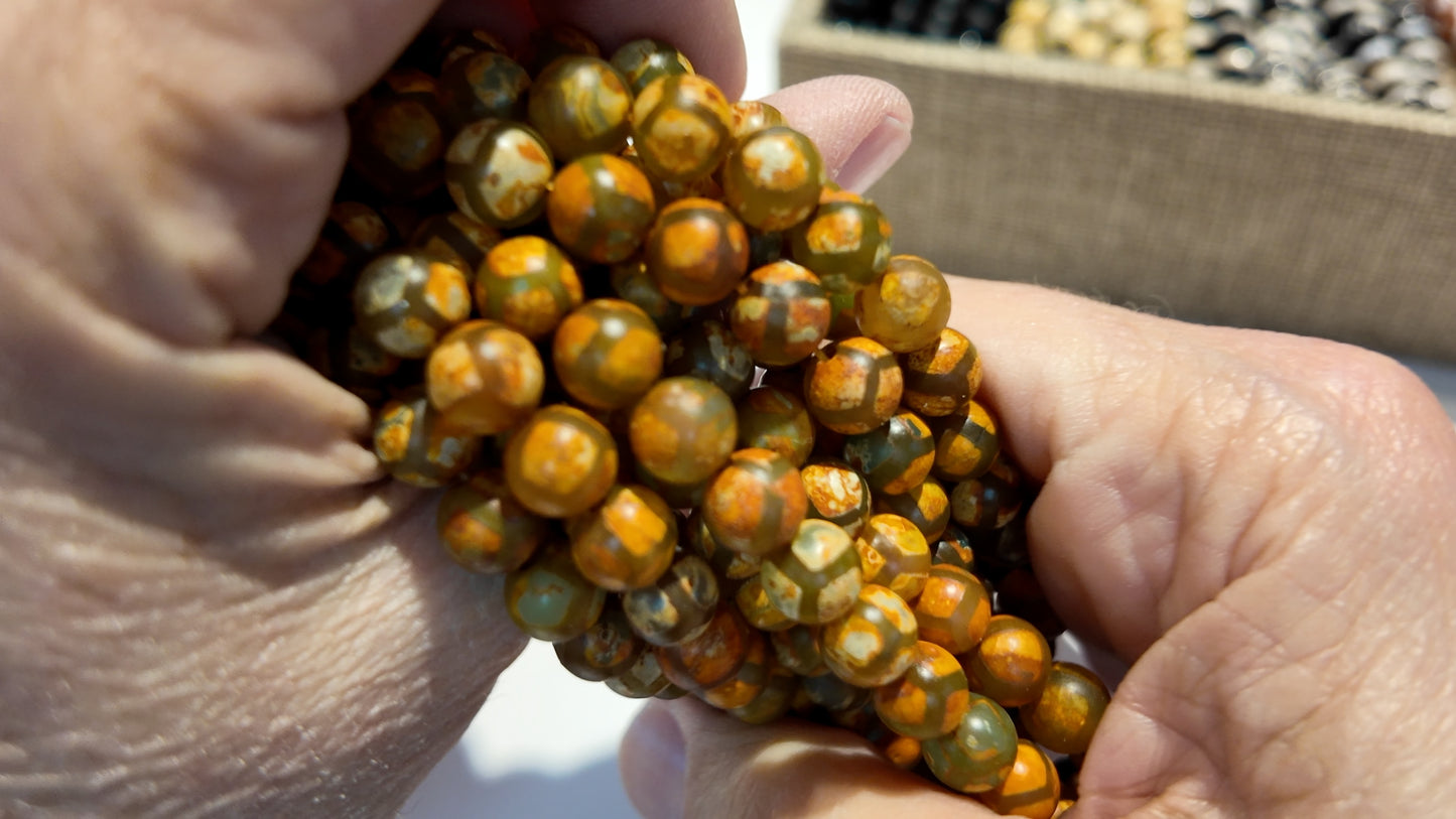 Modern DZI Beads Approx 8mm 15" strands Natural Agate