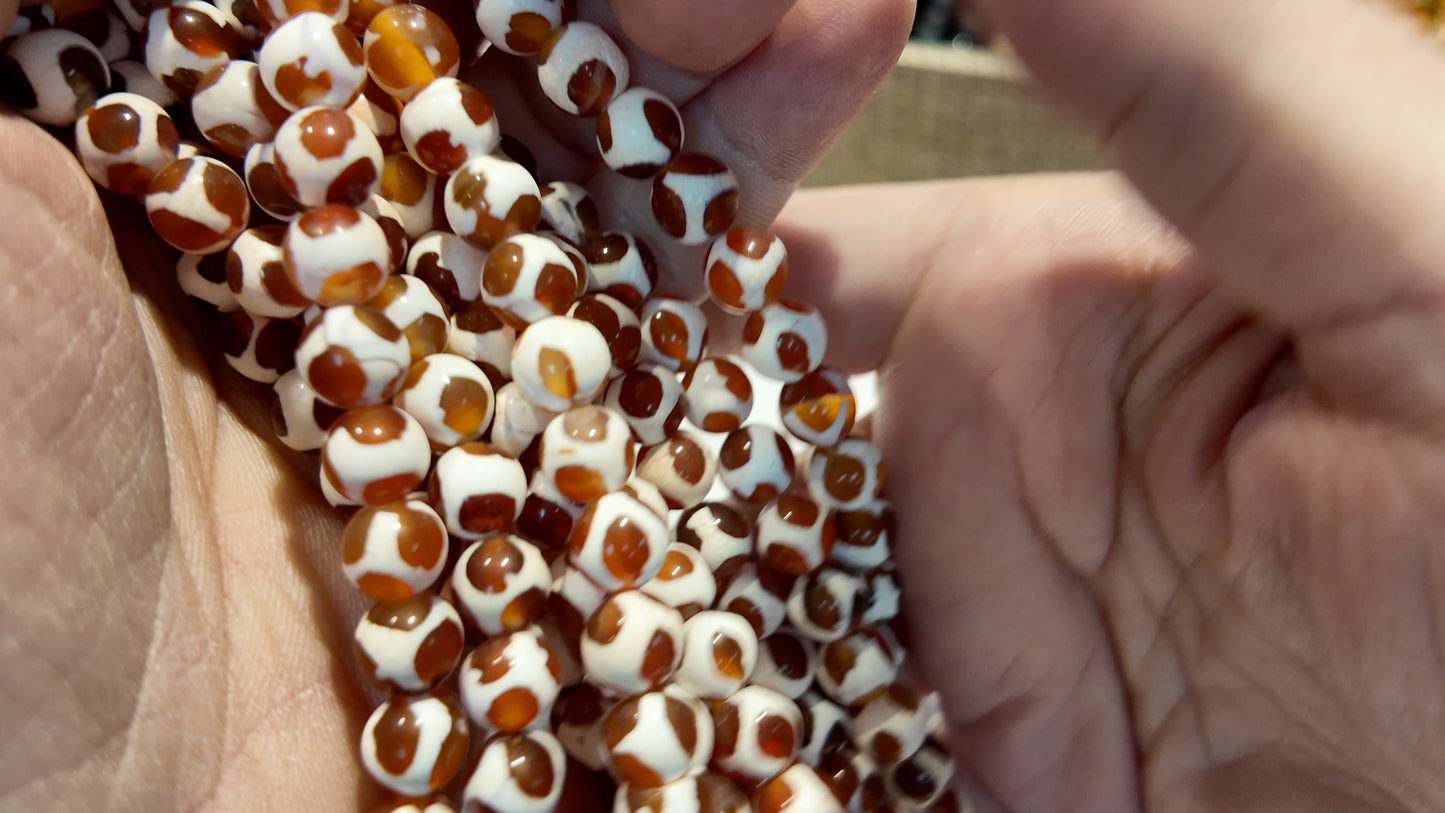 Modern DZI Beads Approx 8mm 15" strands Natural Agate