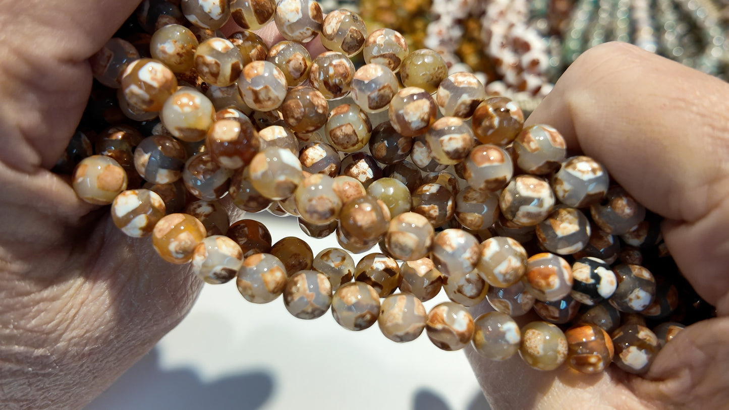 Modern DZI Beads Approx 8mm 15" strands Natural Agate