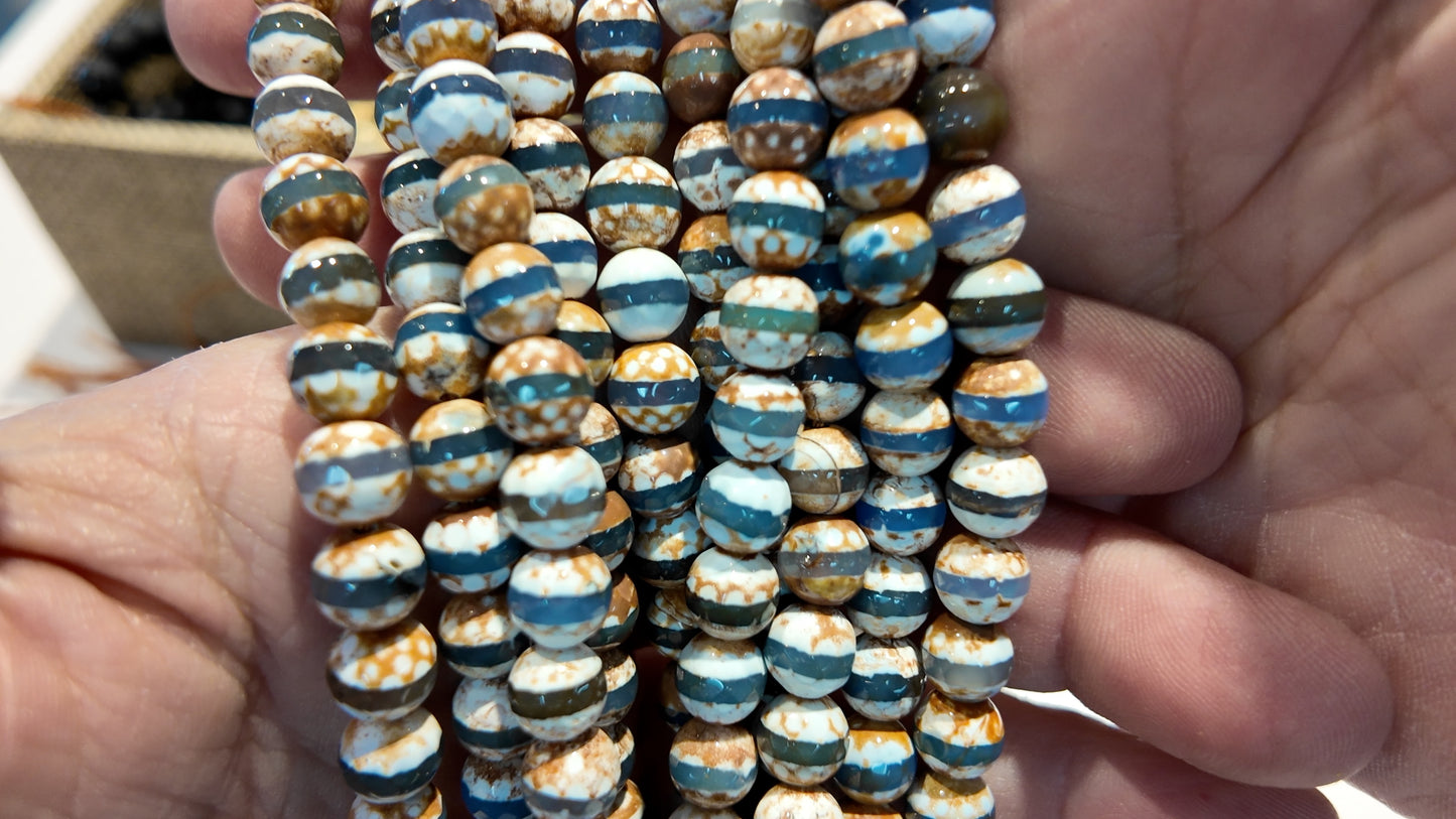 Modern DZI Beads Approx 8mm 15" strands Natural Agate
