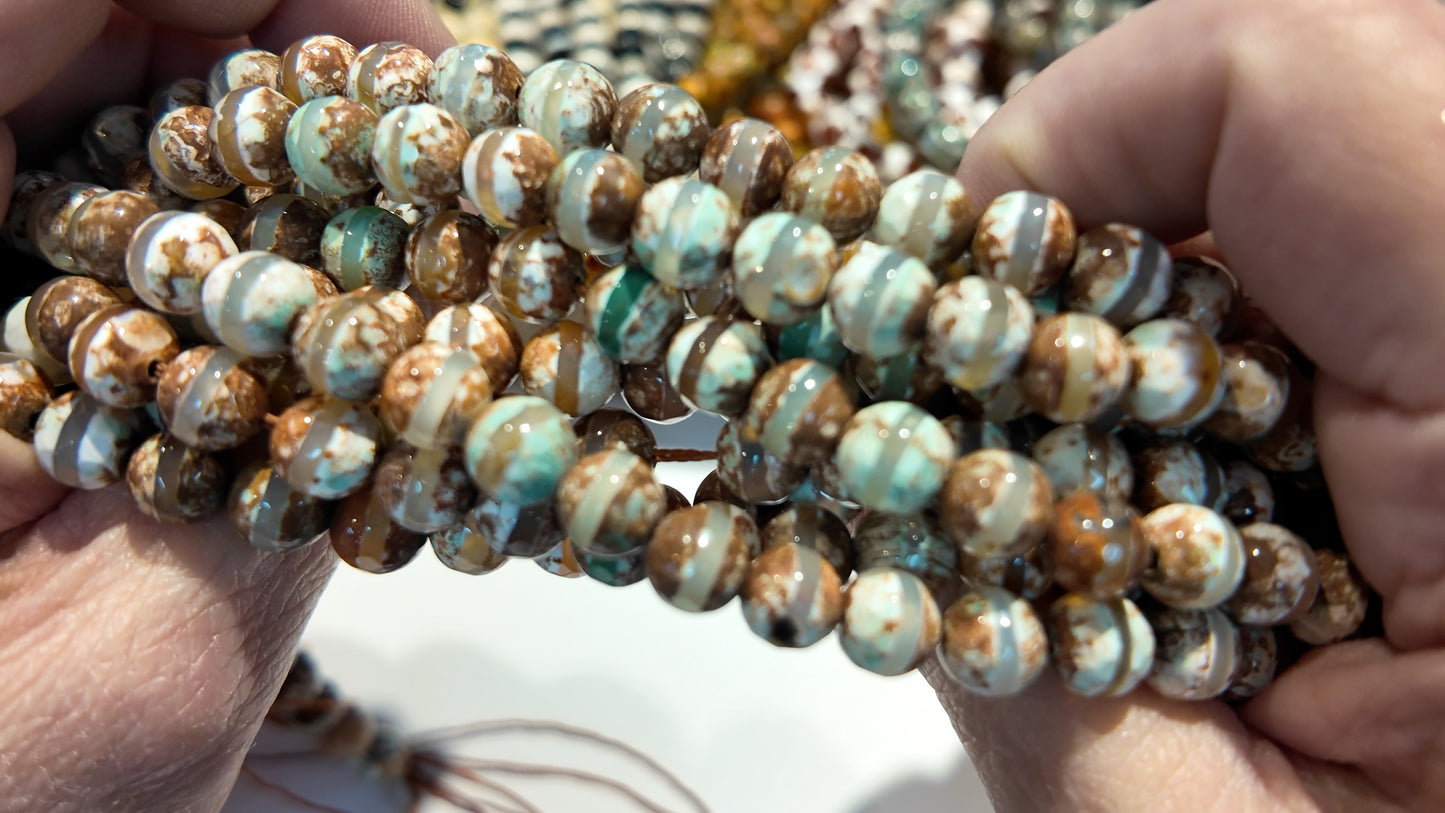 Modern DZI Beads Approx 8mm 15" strands Natural Agate