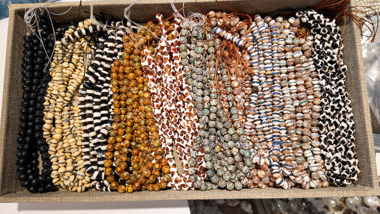 Modern DZI Beads Approx 8mm 15" strands Natural Agate