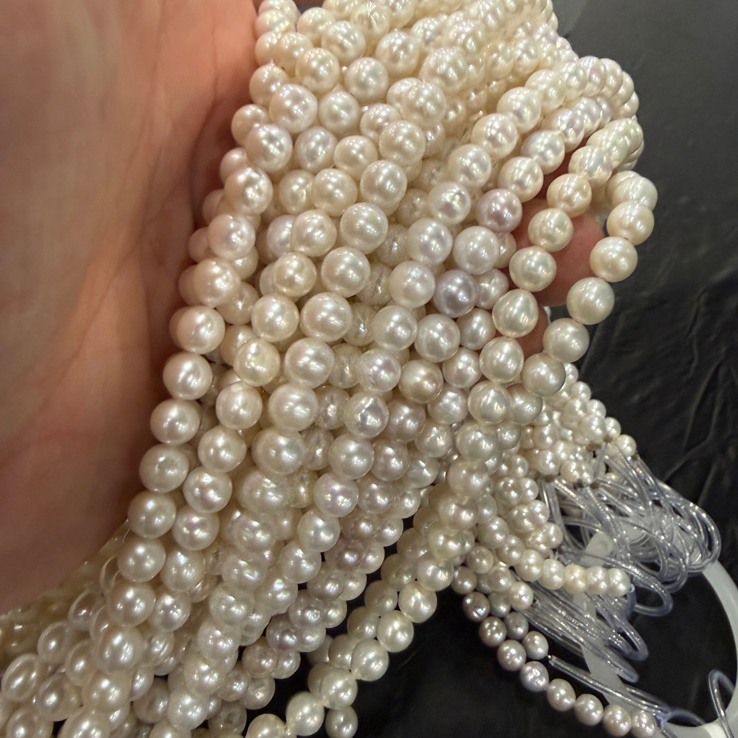 Near round 6-7mm pearls. 15” strands.