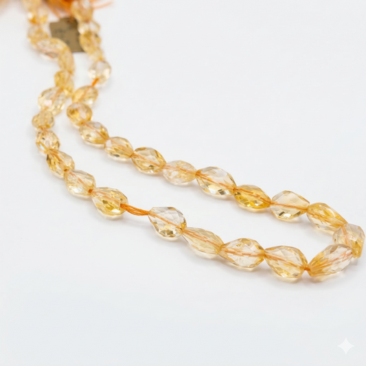 Natural Faceted Pear Shaped Citrine Beads approx 15" strands