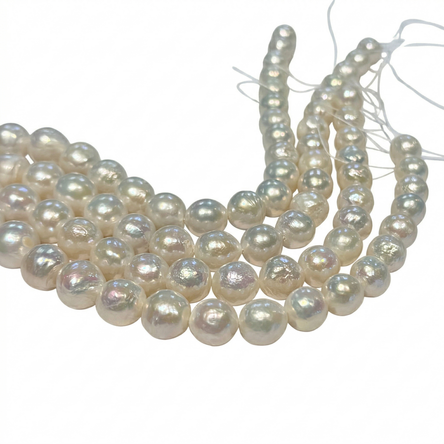 "Wrinkle" "Ripple" Pearls 10-12mm great luster, approx 15"