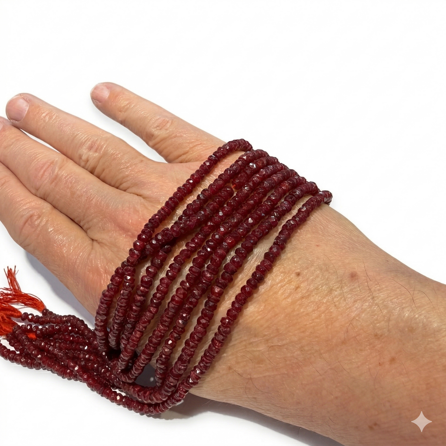 Rubies faceted roundels 3-4mm 15" strands