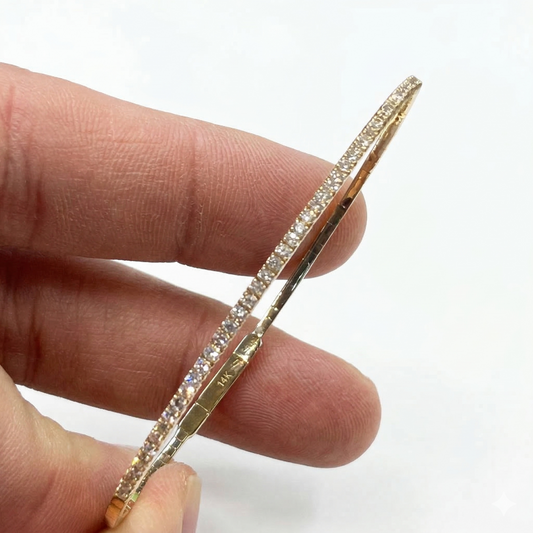 Lab Grown Diamond and 14kt yellow gold flexible bracelet
