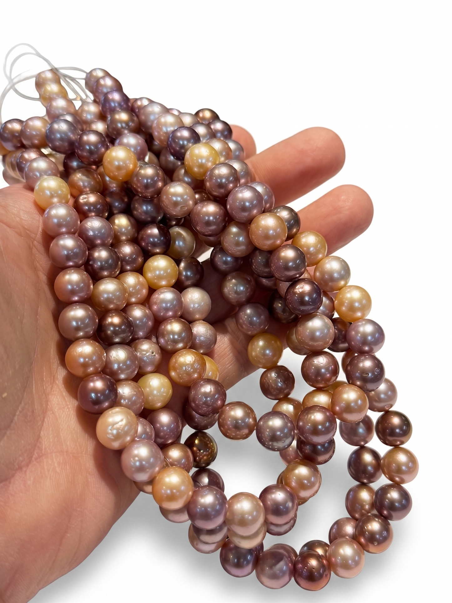 Edison Pearls, natural color "Purple, Pink, Golden" approx 15" 8-10mm.  Great Luster