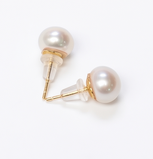 Pearl Studs 14kt gold rubber, backs approx 8mm