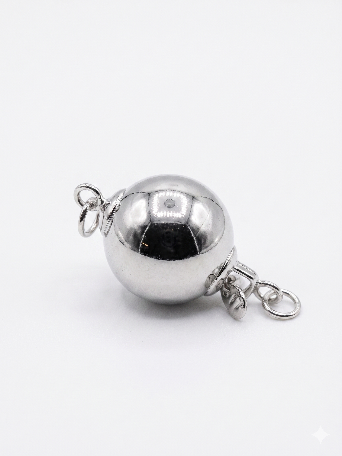 Sterling Silver Non tarnish. 10.0MM SHINY BEAD CLASP W / RINGS RH