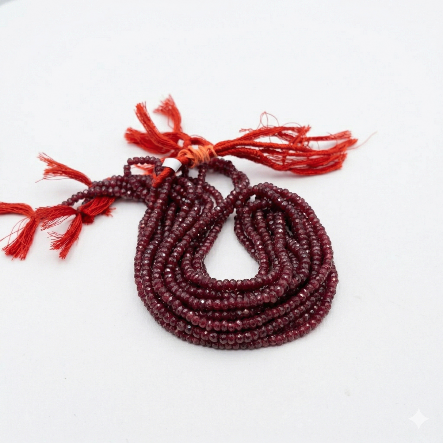 Rubies faceted roundels 3-4mm 15" strands