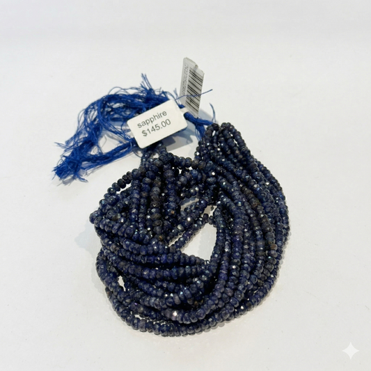 Sapphires faceted roundels 3-4mm 15" strands