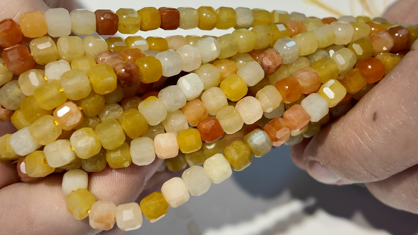 Gemstone Faceted Cube Beads 5.5x5.5mm approx 15" and 61 beads!