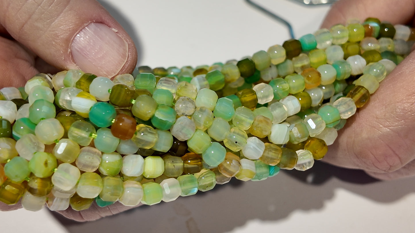 Gemstone Faceted Cube Beads 5.5x5.5mm approx 15" and 61 beads!