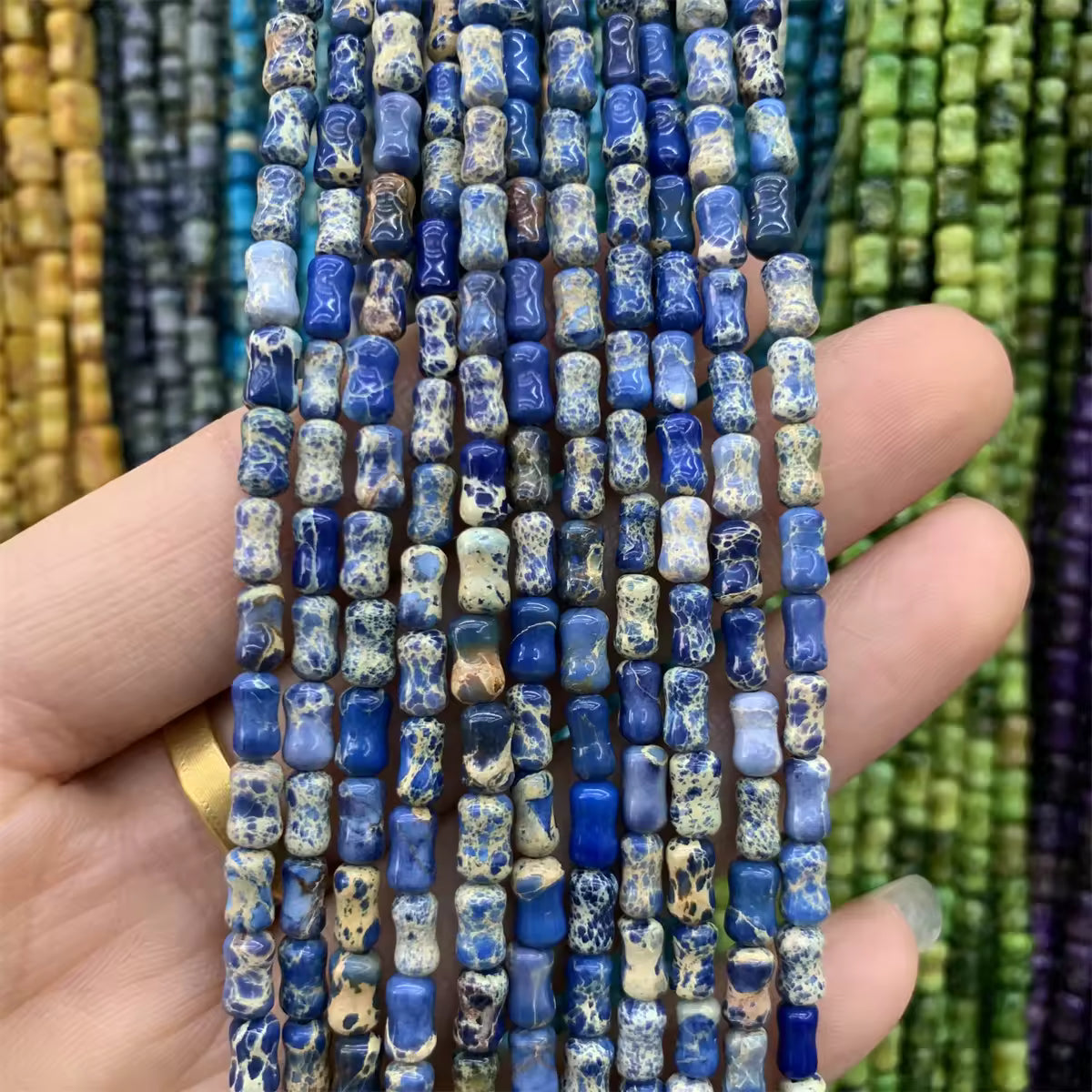 Imperial Jasper Bamboo shape 4x6mm 15" strands