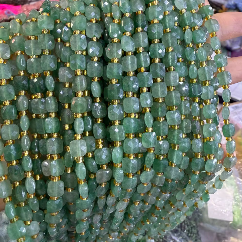 New 6mm Square Faceted Gemstone Beads 23 beads on a strand!