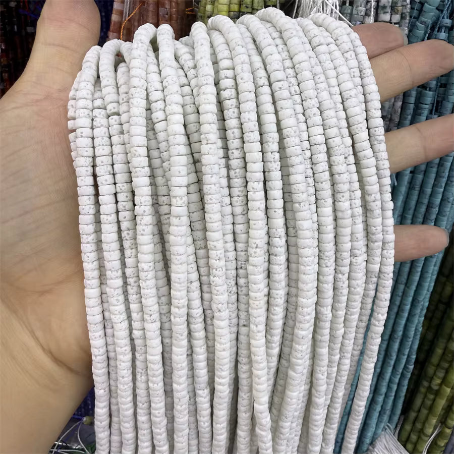 Volcanic Rock Heishi cut 2x4mm 150 beads, approx 15" strands