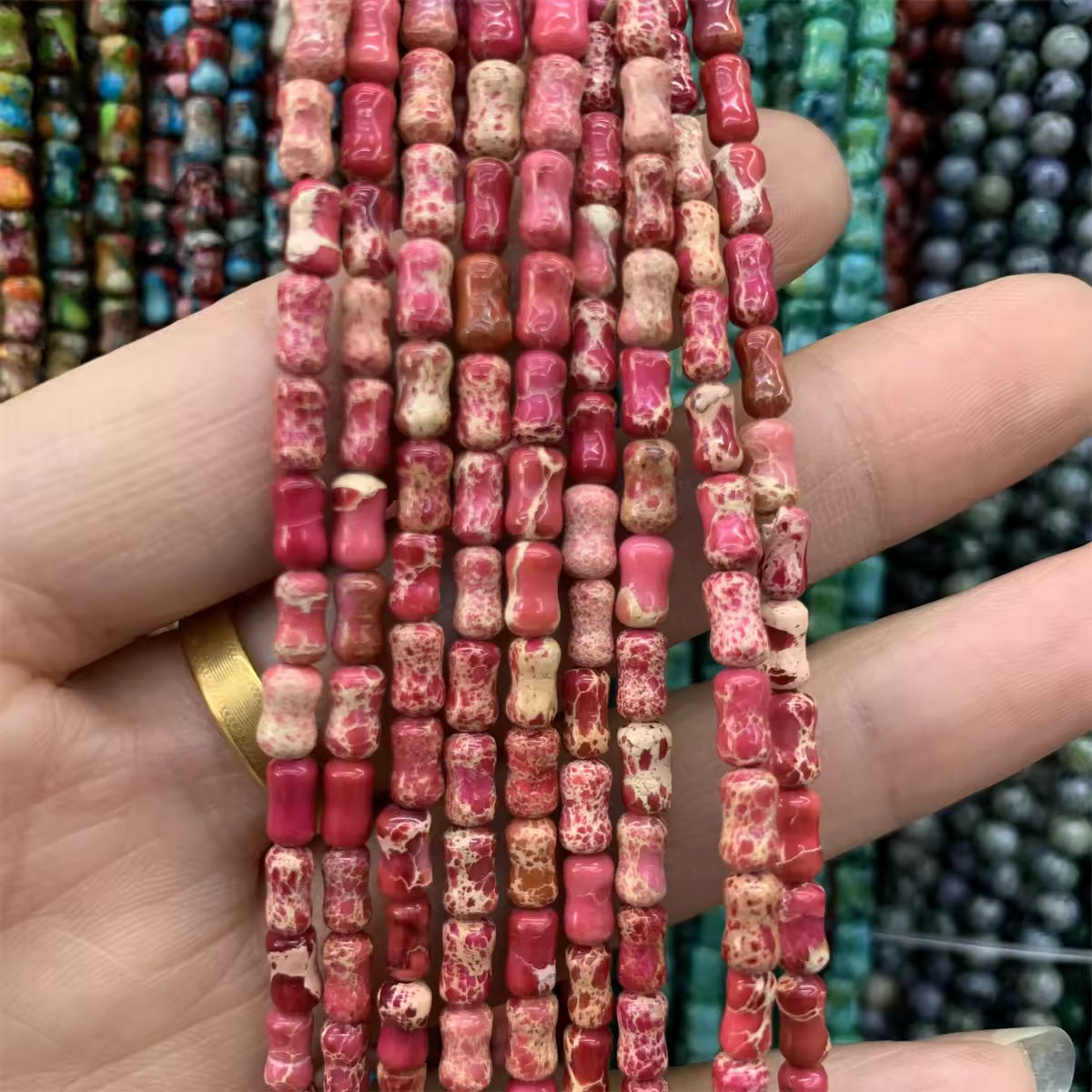 Imperial Jasper Bamboo shape 4x6mm 15" strands