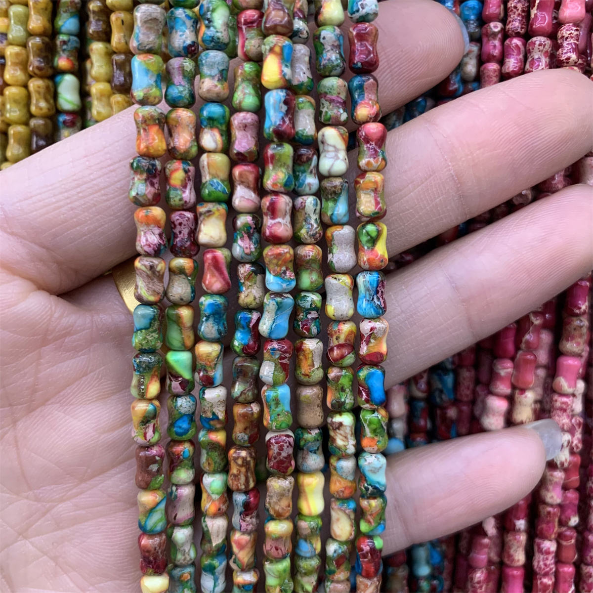 Imperial Jasper Bamboo shape 4x6mm 15" strands