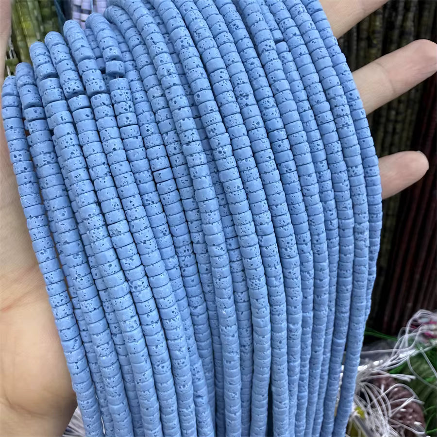 Volcanic Rock Heishi cut 2x4mm 150 beads, approx 15" strands