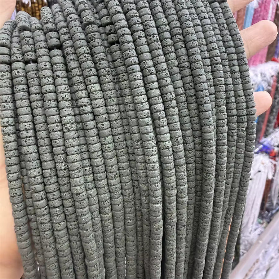 Volcanic Rock Heishi cut 2x4mm 150 beads, approx 15" strands