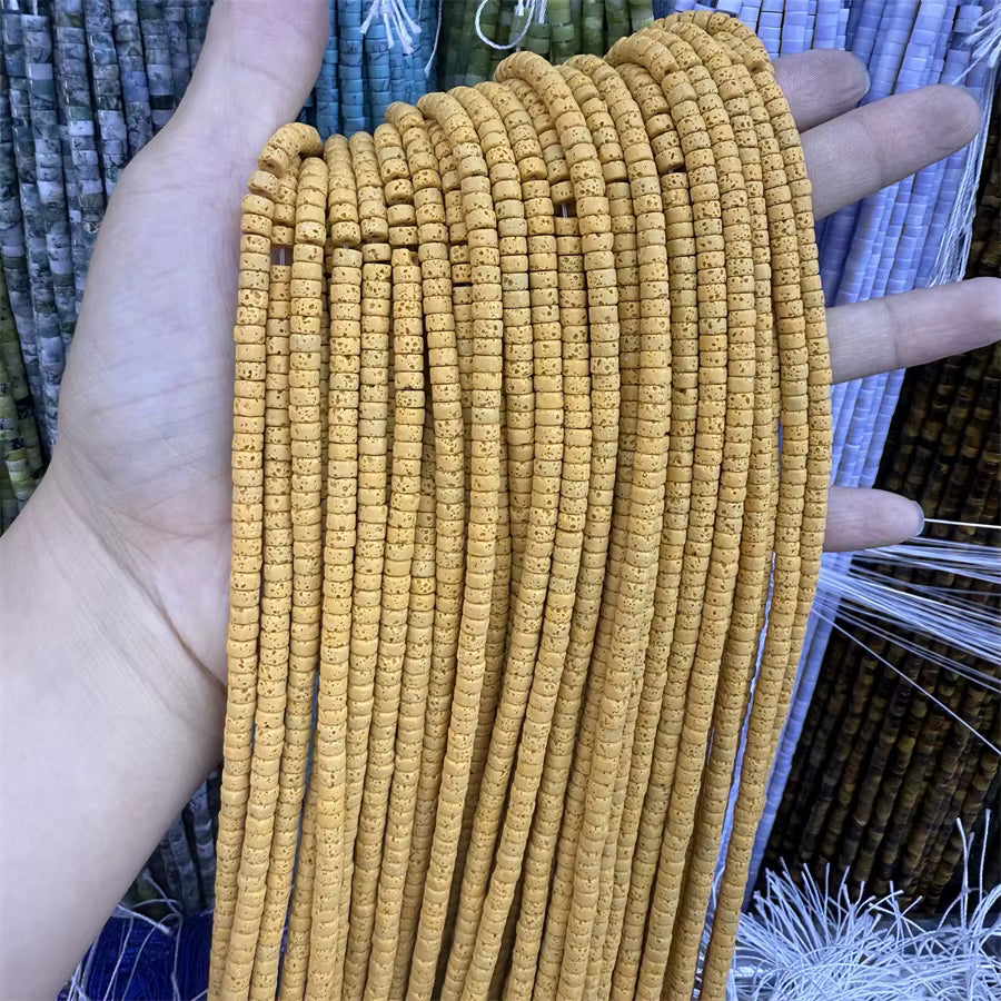 Volcanic Rock Heishi cut 2x4mm 150 beads, approx 15" strands