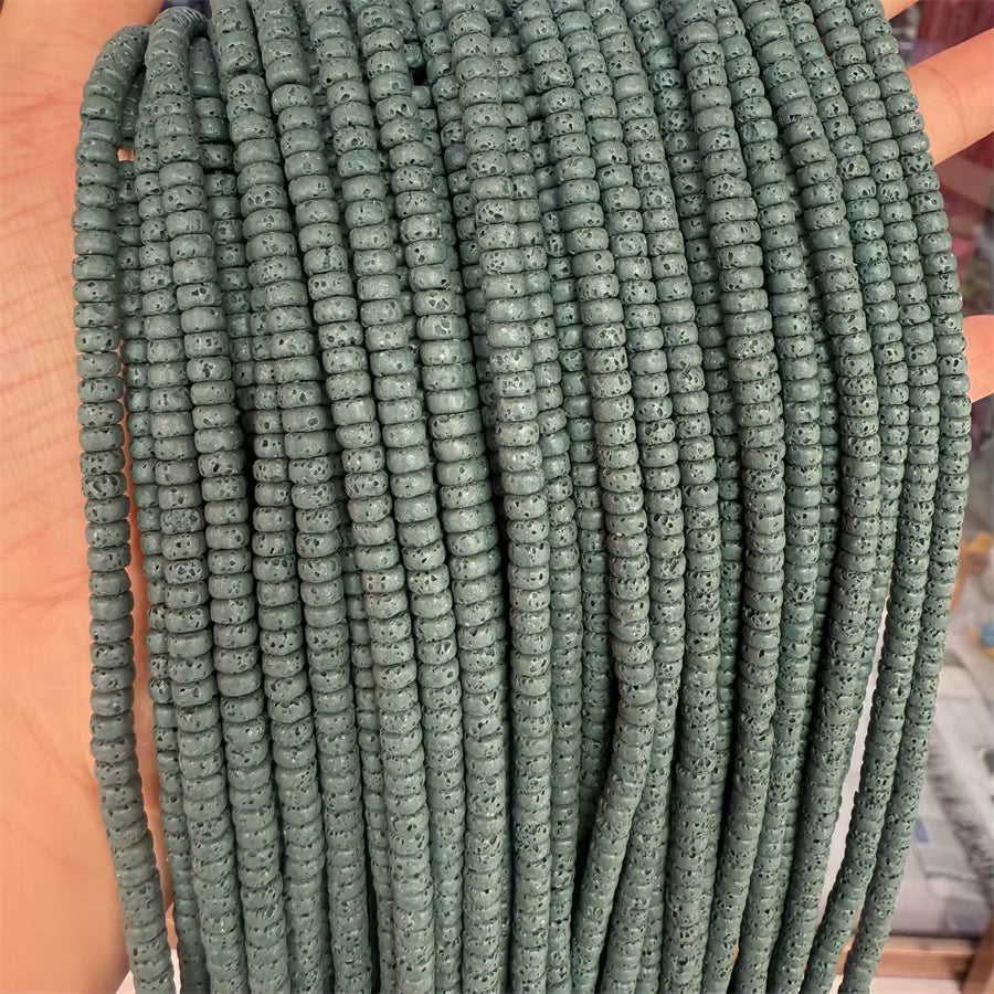 Volcanic Rock Heishi cut 2x4mm 150 beads, approx 15" strands